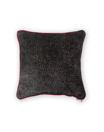 Cojín Suave tono topo Cordón Burdeos 50x50 Relleno premium incluido