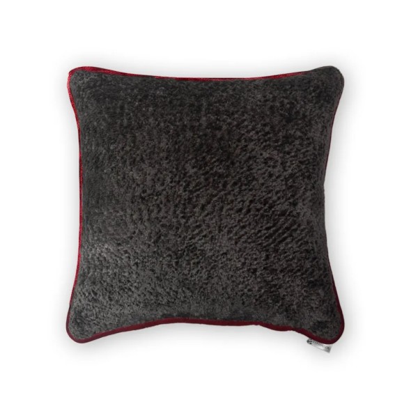 Cojín Suave tono topo Cordón Burdeos 50x50 Relleno premium incluido