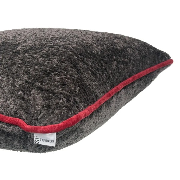 Cojín Suave tono topo Cordón Burdeos 50x50 Relleno premium incluido