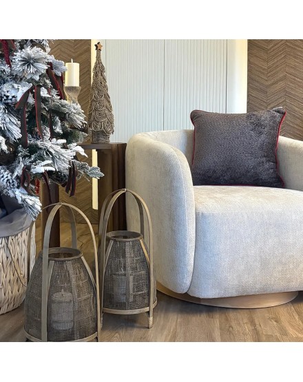 Cojín Suave tono topo Cordón Burdeos 50x50 Relleno premium incluido 2