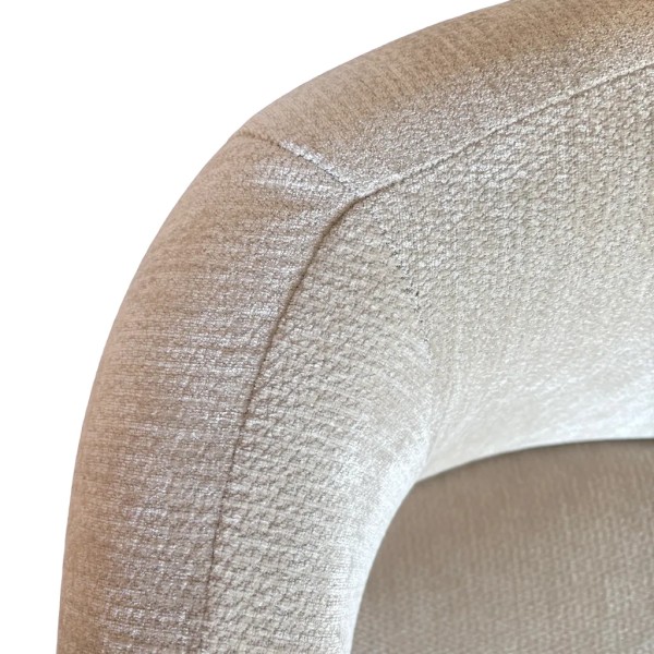 Butaca giratoria respaldo redondeado gris marfil base madera