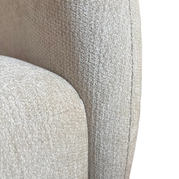 Butaca giratoria respaldo redondeado gris marfil base madera