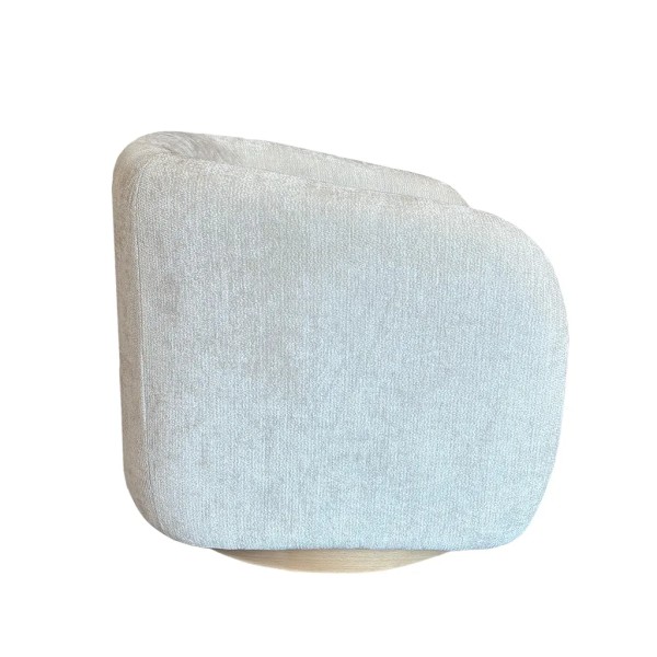 Butaca giratoria respaldo redondeado gris marfil base madera