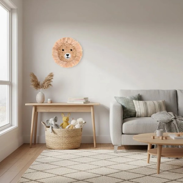Decoración pared infantil de rafia natural | Tapidecor