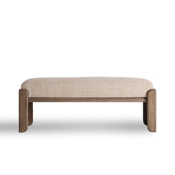 Banqueta de yute y madera natural para dormitorio | Tapidecor