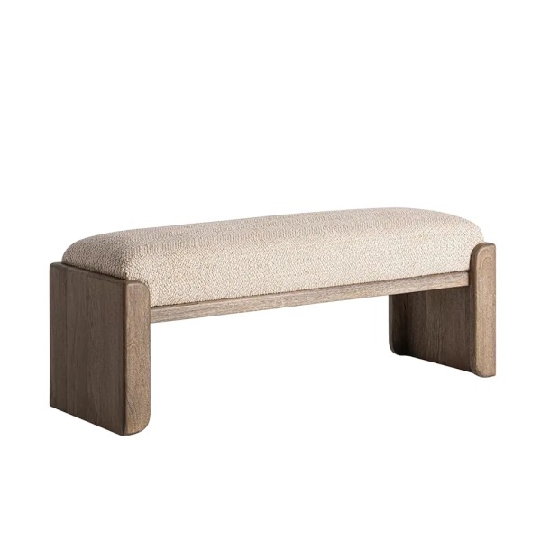 Banqueta de yute y madera natural para dormitorio | Tapidecor