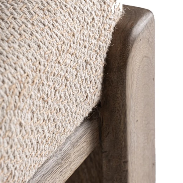 Banqueta de yute y madera natural para dormitorio | Tapidecor