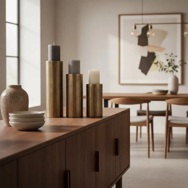 Candelabro-Portavelas S Metal Dorado  13X13X21,5 CM