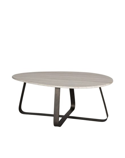 Mesa de centro mármol blanco y metal 100 cm | Tapidecor