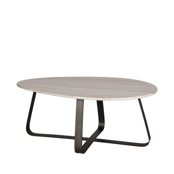 Mesa de centro mármol blanco patas grises  Formas orgánicas 100X60X40,5 CM