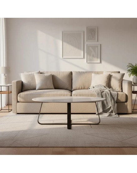 Mesa de centro mármol blanco y metal 100 cm | Tapidecor 2