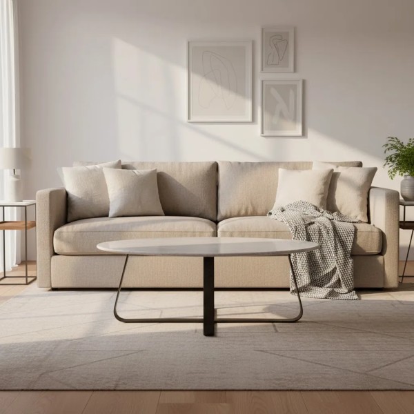 Mesa de centro mármol blanco y metal 100 cm | Tapidecor