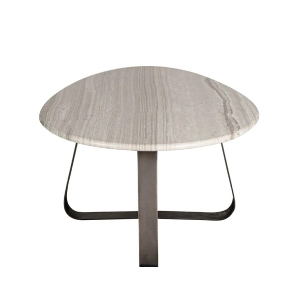 Mesa de centro mármol blanco patas grises  Formas orgánicas 80X60X37 CM