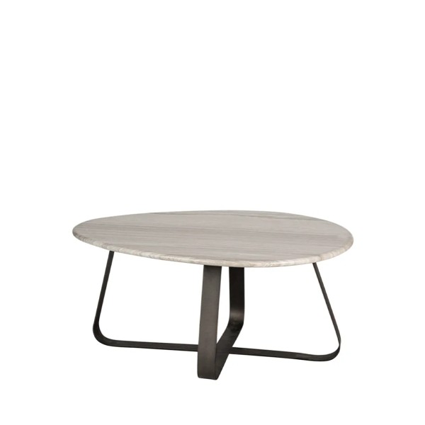 Mesa de centro mármol blanco patas grises  Formas orgánicas 80X60X37 CM