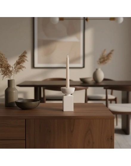 Candelabro-Portavelas Metal Blanco  6X6X10 CM 2