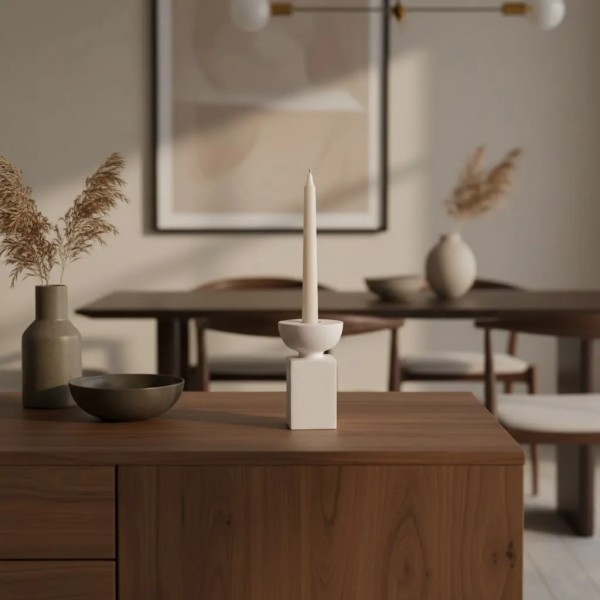 Candelabro-Portavelas Metal Blanco  6X6X10 CM