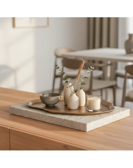 Bandeja dorada orgánica de aluminio artesanal | Tapidecor 2