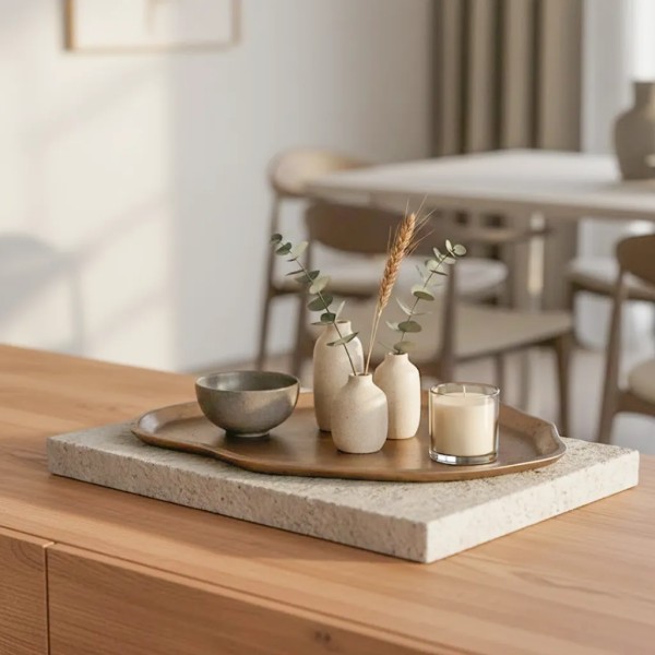 Bandeja forma orgánica metal Dorado S 25X40X2 CM