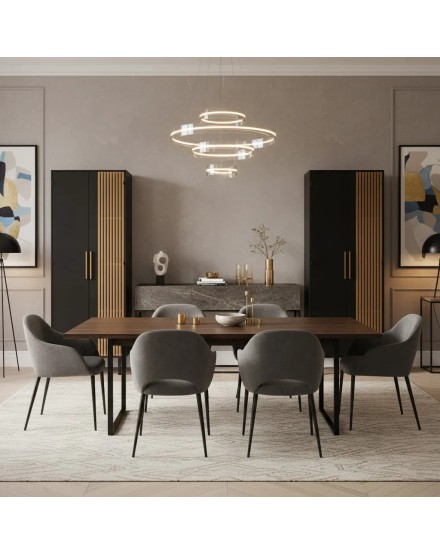 Armario negro y dorado de metal para comedor | Tapidecor 2