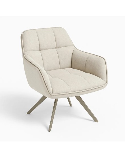 SILLON TAPIZADO BEIGE PATAS CREMA  66X62X85 CM