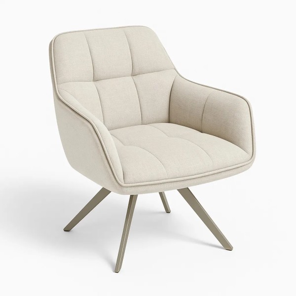 SILLON TAPIZADO BEIGE PATAS CREMA  66X62X85 CM