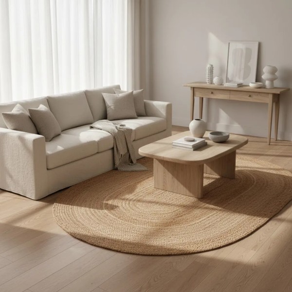 Alfombra de yute ovalada natural 180x120 | Tapidecor