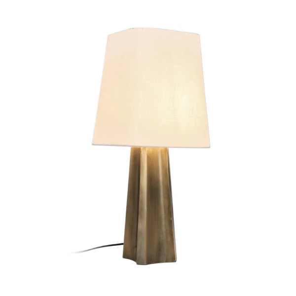 Lámpara de mesa metal oro y algodón | Tapidecor