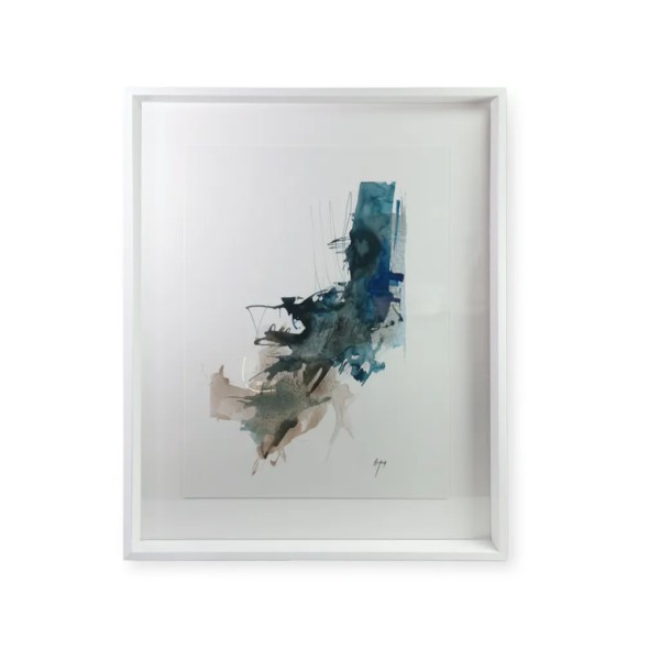 Cuadro abstracto azul con marco blanco | Tapidecor