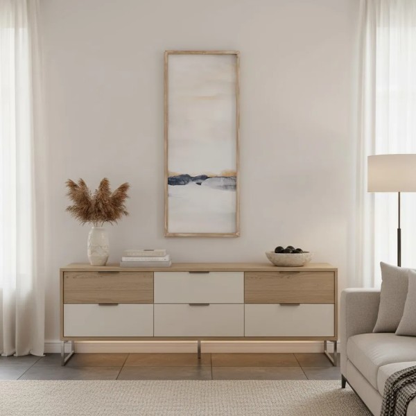 Cuadro abstracto vertical marco abeto 100 cm | Tapidecor