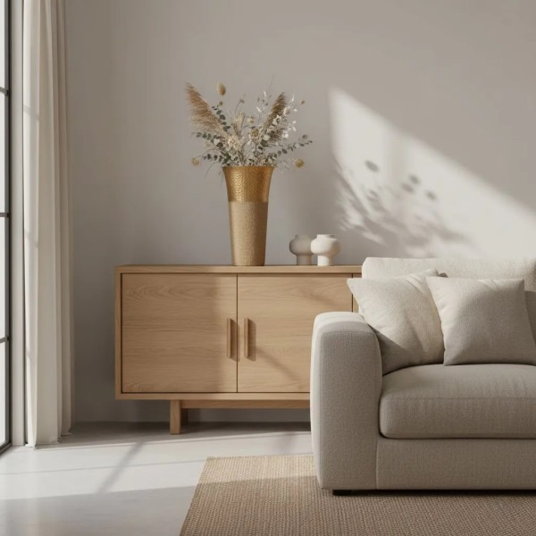 Jarrón alto de aluminio oro mate elegante | Tapidecor