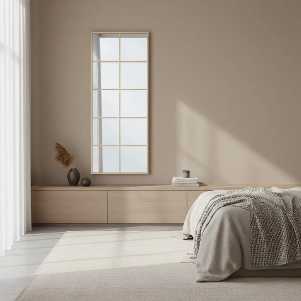 Espejo ventana vertical marco fino oro 125x50 cm | Tapidecor
