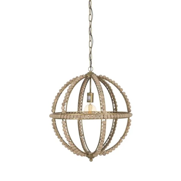 Lámpara de techo esfera con cuentas beige | Tapidecor