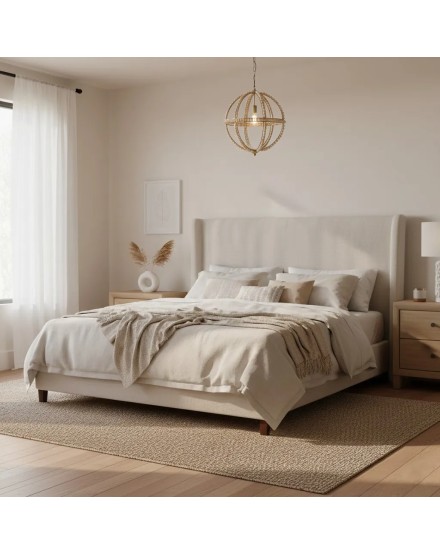 Lámpara de techo esfera con cuentas beige | Tapidecor 2