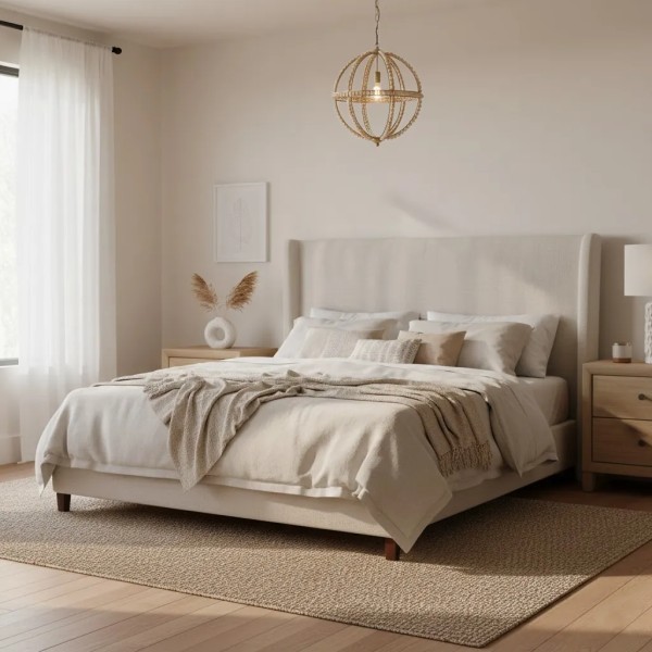 Lámpara de techo esfera con cuentas beige | Tapidecor