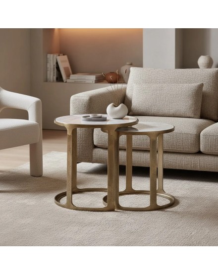 Set 2 Tableau auxiliaire de marbre ovale 55x39x56 2