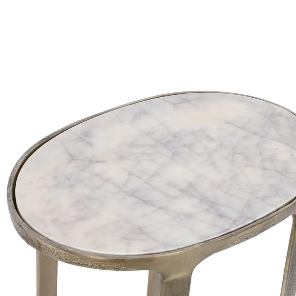 Set 2 oval marble auxiliary table 55x39x56