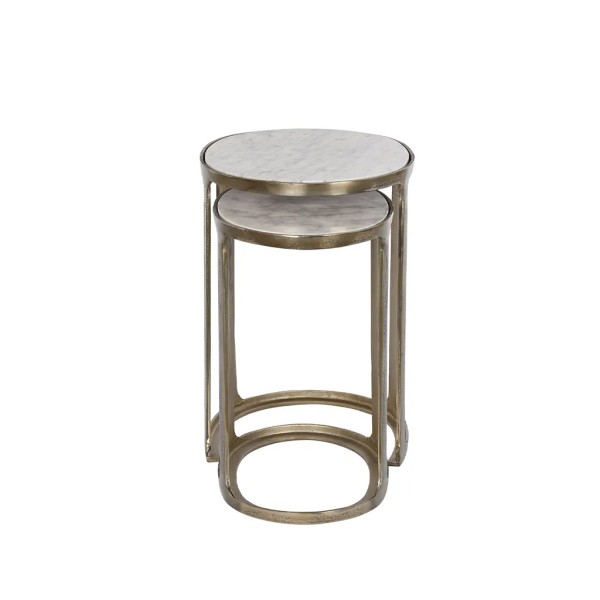 Set 2 oval marble auxiliary table 55x39x56