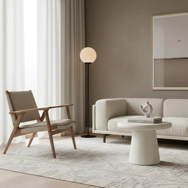 MESA CENTRO REDONDA MADERA BLANCA  60X60X45 CM