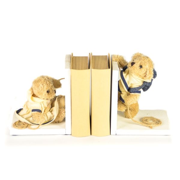 SUJETA LIBROS MADERA MUÑECOS OSITOS MARINEROS 27X11X20