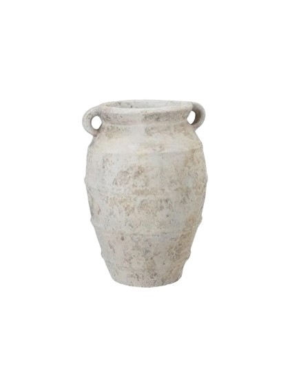 Ánfora terracota blanco desgastado decorativa | Tapidecor