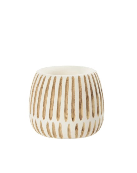 Tarro madera blanco con relieve 20x18 cm | Tapidecor