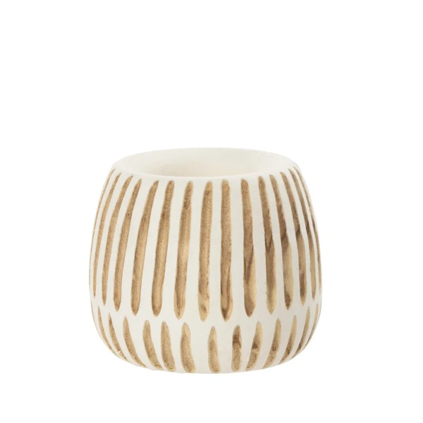 Tarro madera blanco con relieve 20x18 cm | Tapidecor