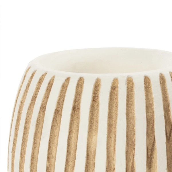 Tarro madera blanco con relieve 20x18 cm | Tapidecor
