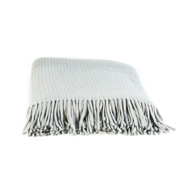 PLAID MANTA PIE CAMA GRIS CLAR O PUNT FLECOS 130X160