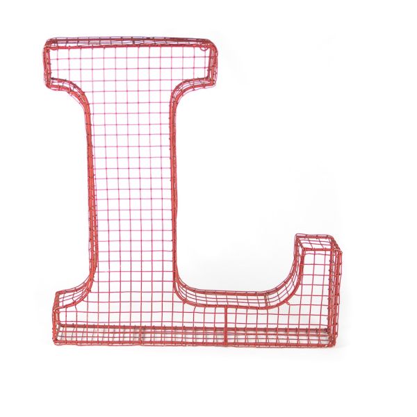 LETRA DECORATIVA METAL FORMA L ROJA 45X6X47