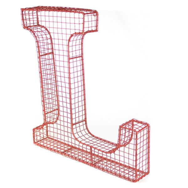 LETRA DECORATIVA METAL FORMA L ROJA 45X6X47