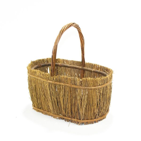 CESTA OVAL MIMBRE CESPED VERDE22X14X24
