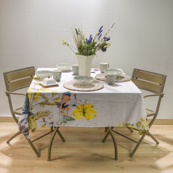 MESA DE EXTERIOR O COCINA CUADRADA MADERA Y CRISTAL PATAS METAL NEGRAS 100X73