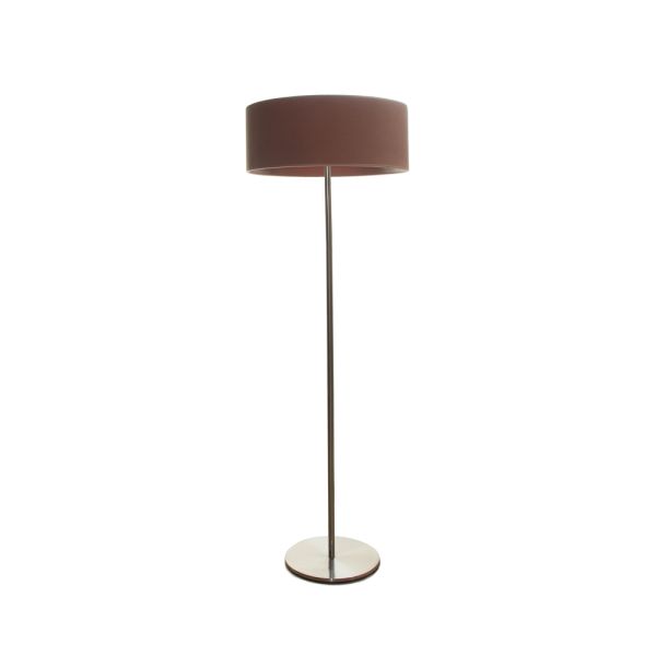 LAMPARA DE PIE MODERNA METAL NIQUEL BRILLO 28X145 PANTALLA CIRCULAR