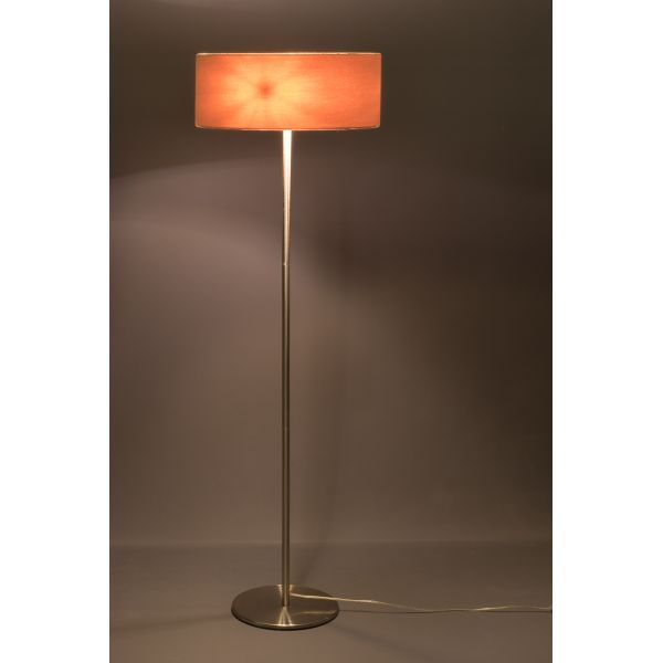 LAMPARA DE PIE MODERNA METAL NIQUEL BRILLO 28X145 PANTALLA CIRCULAR